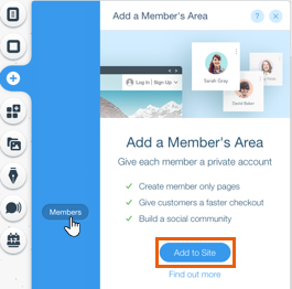 mejor ejemplo de plataforma de sitio web de membresía: agregar miembros en wix